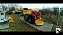 Radioactive vehicles and robots in Chernobyl city. Exclusion zone. Ghost town