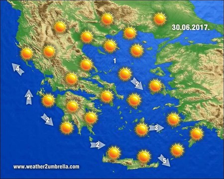 Η πρόγνωση του καιρού για την Παρασκευή 30-6-2017