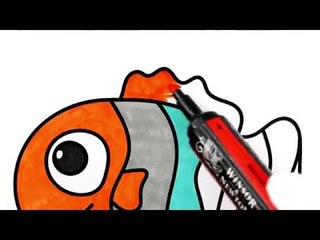 Clown Fish Example Simple Drawing for Children   Colouring Videos for Kids2017