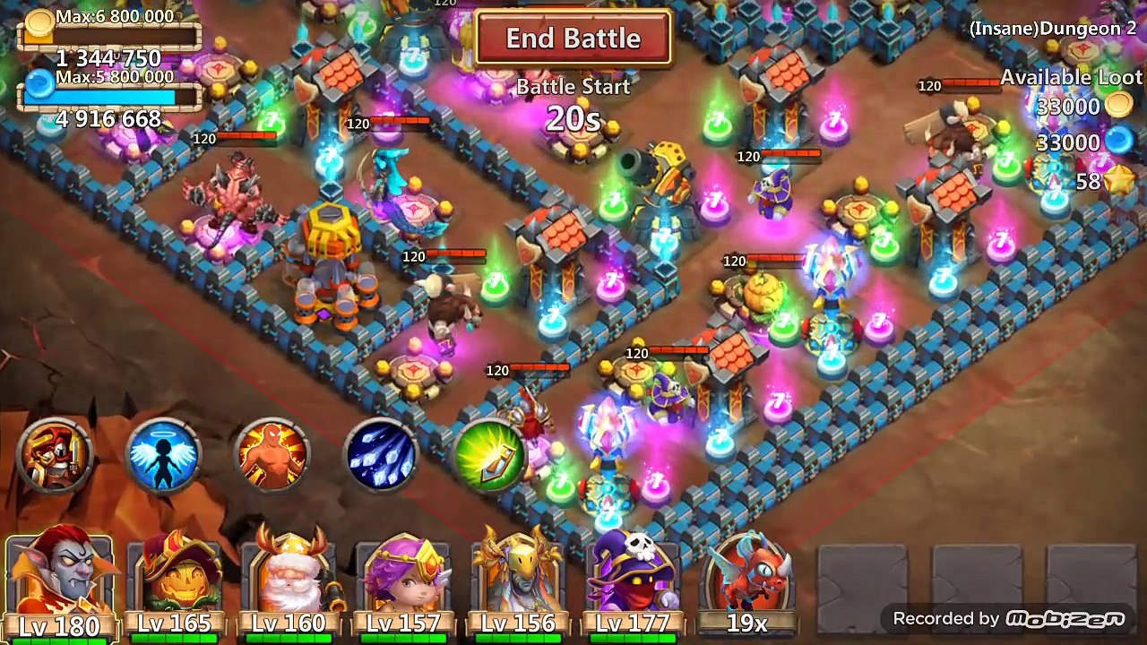 Castle Clash insane 2-1 3 flame no mino!!