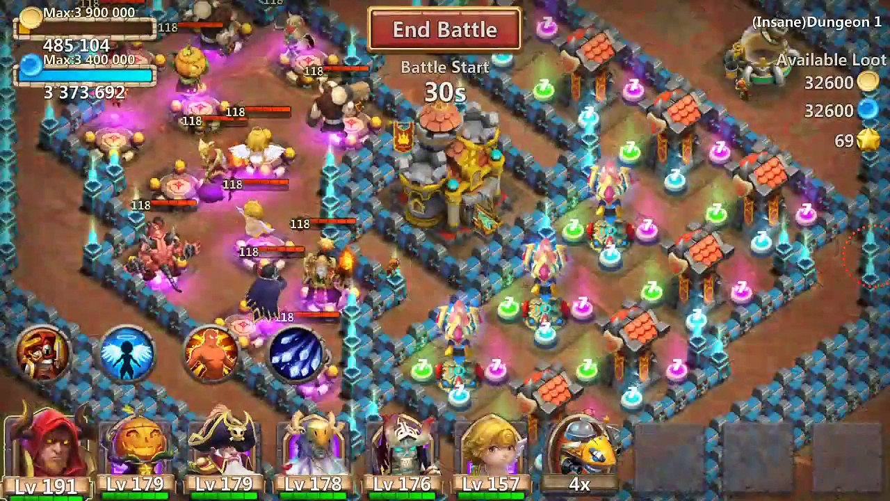 Castle Clash- Insane Dungeon 1-10 3- Flamed on my smurf