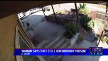 Video Catches Thief Stealing Birthday Package from Doorstep