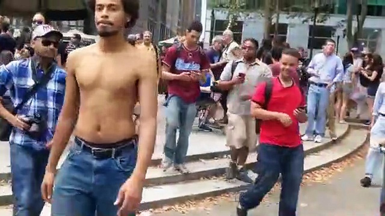 Topless protester