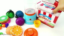 Apprendre les couleurs faire de la glace crème avec spongieux jouets vase et jouet mixeur pour enfants