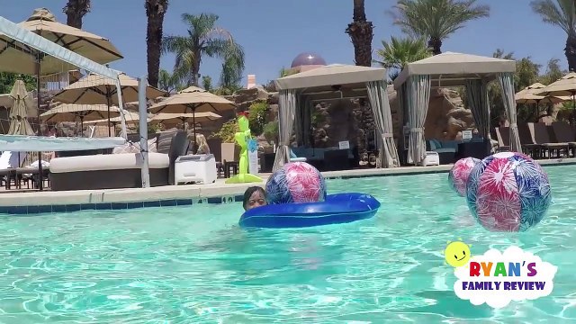 Kids Playtime at the Pool and Water Slide! Family Fun Vacation at Resort Hotel
