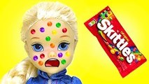 Frozen Elsa Toddler Skittles Face! With Frozen Anna, Barbie and More!