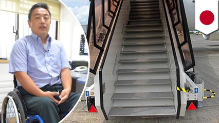 Wheelchair-bound man forced to crawl up stairs to reach airplane