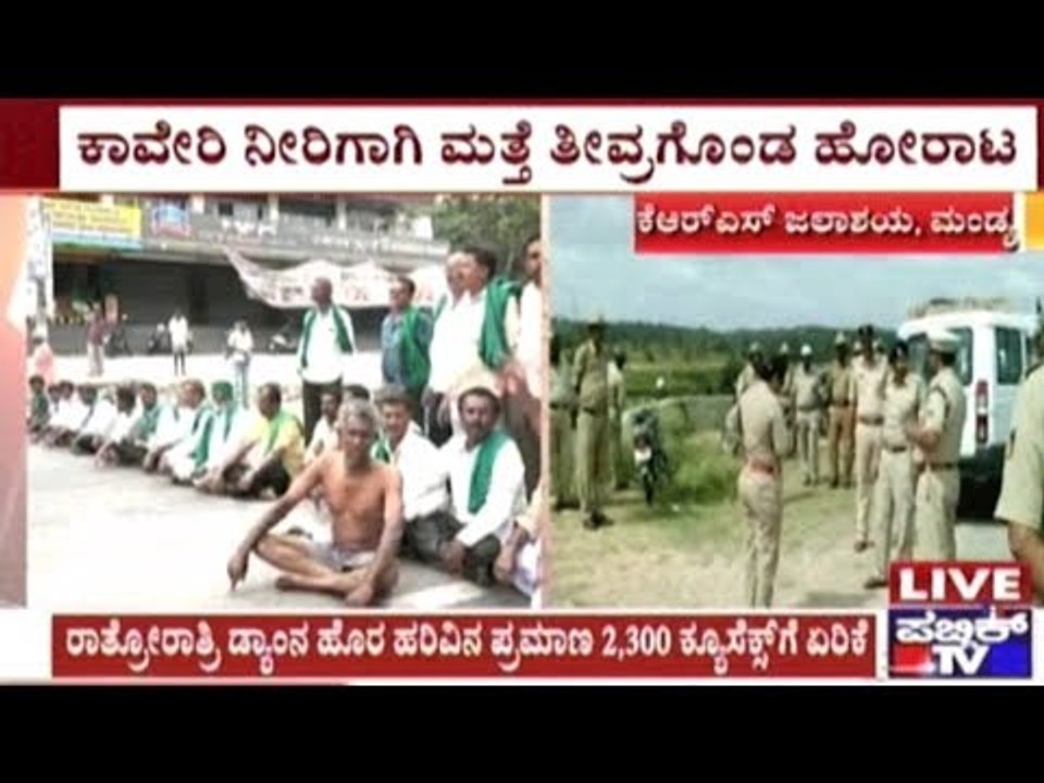 Mandya: Farmers Protest Against Water Supply To Tamil Nadu