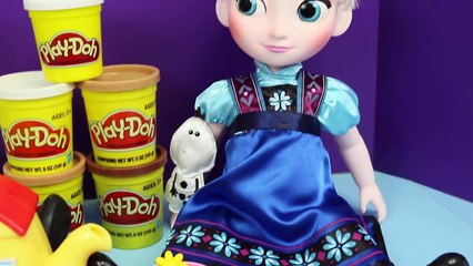 FROZEN Play-Doh Olaf Tea Party Set Elsa and Anna Barbie Dolls Eat Play Dough Cookies Disne