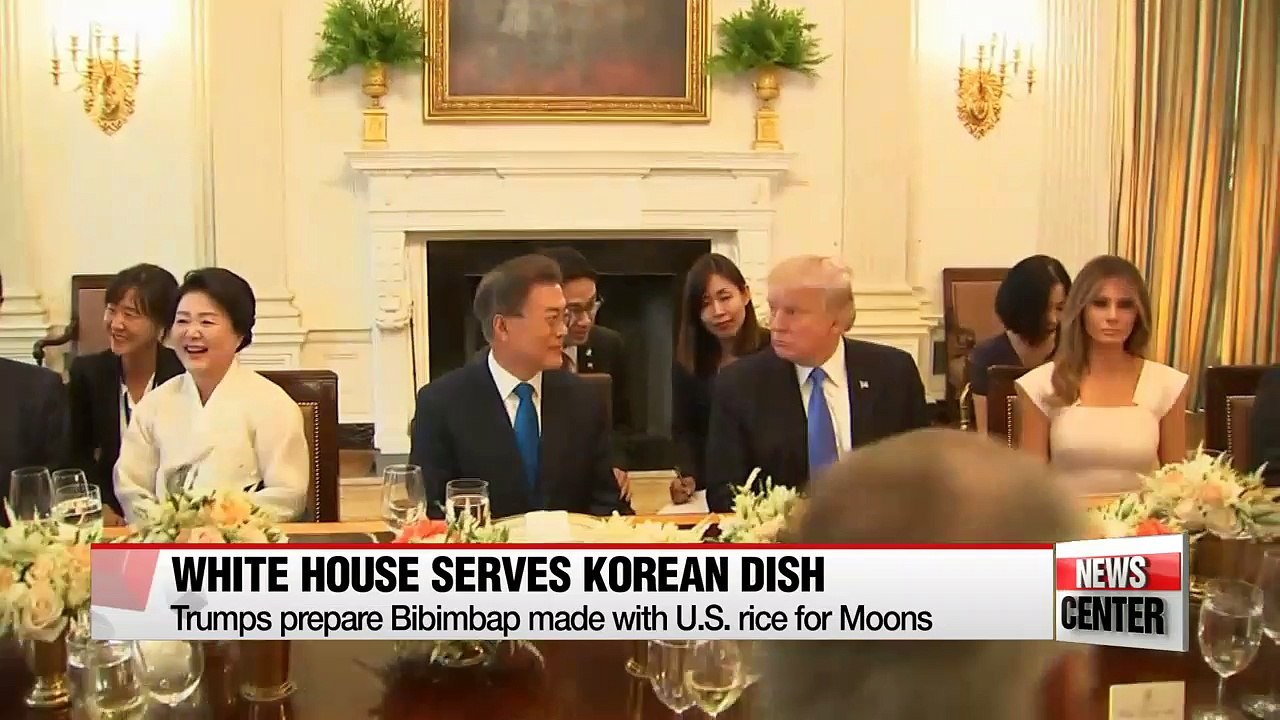Presidents of South Korea, U.S. discuss "new trade deal" over Bibimbap dinner at White House