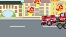 New Car Cartoon With Real Fire Truck and Police Car in the City | Chi Chi Puh Animation for Kids