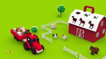 Niños para y dibujos animados sobre los coches tractor en los animales domésticos de granja enseñan nombre de voz