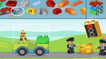 Coche dibujos animados juego Niños Aprender patio de recreo Policía remolcar camiones Lego duplo |