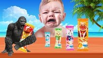 Bad Baby Cry with Anpanman Lollipop vs King Kong アンパンマン ペロペロ キャンディ❤️ 赤ちゃん泣き止む!