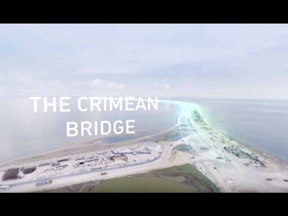 Building the Crimean Bridge: Epic 360-degree bird's eye view (4K)