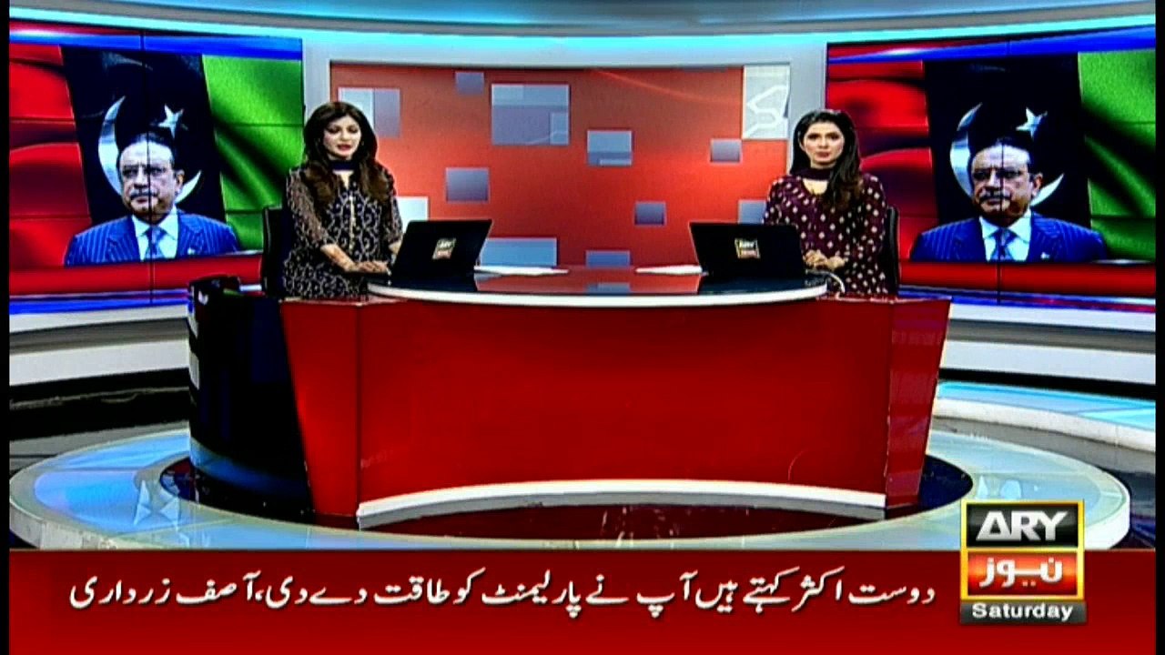 Asif Zardari talks to media