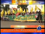 Pakistani Muslims Oberserved Quds Day on Last Friday of Ramazan. Protest Rally held on Karachi by MWM/ISO