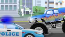 BIG Blue Monster Truck Vs Taxi Car - Monster Trucks For Children