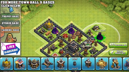 Base de les meilleures choc salle Nouveau de de ville trophée mise à jour guerre Clans 9 th9 2 balayeurs dair / nouveau