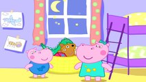 Hipopótamo y buenas noches Hippo Pepa / buenas noches peppa.gippo Peppa hermano George dormido