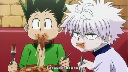 ゴンとキルア大盛りスパゲッティ30分以内完食で無料に挑戦！初カードもゲット！