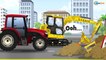 JCB Excavator Digging with Truck and Tractor Kids Cartoon Animation - Truck & Vehicles for Children