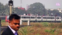 Overcrowded Comilla Commuter Train Entering Dhaka Railway Station, Bangladesh in 4K