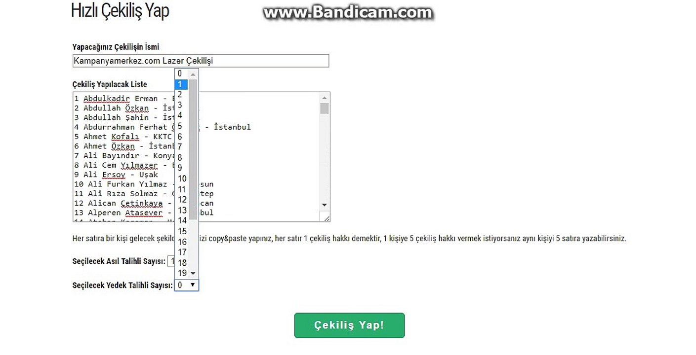 Lazer çekilişi sonuçları