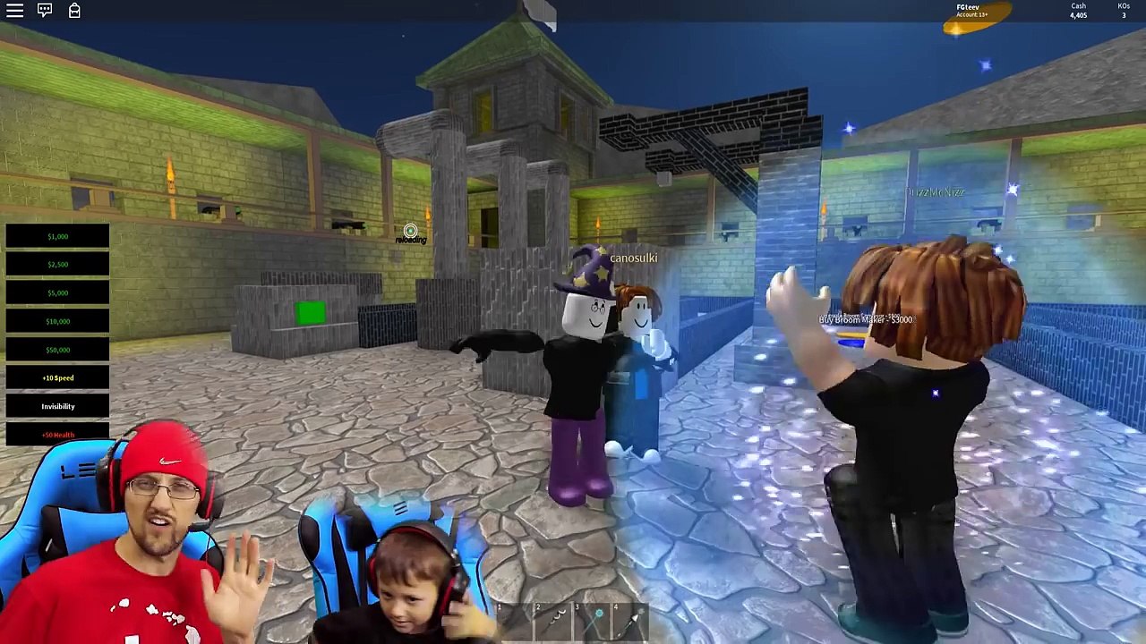 MY HEADS IN MY BUTT!! ROBLOX WIZARD TYCOON! 2 Player FGTEEV Castle in Wizarding World Game