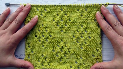 Схема вязания спицами, ажур на лицевой глади