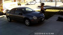 Thief Caught Home Video Surveillance. Outdoor Security Camera Stealing Packages
