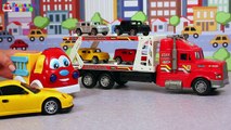 Para y que sirve Autotransporter camión de la basura los coches de juguete de dibujos animados sobre el reloj m