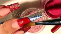 Acrylique escroquerie avec ongles ongles et argent 3d natos acrylique rouge