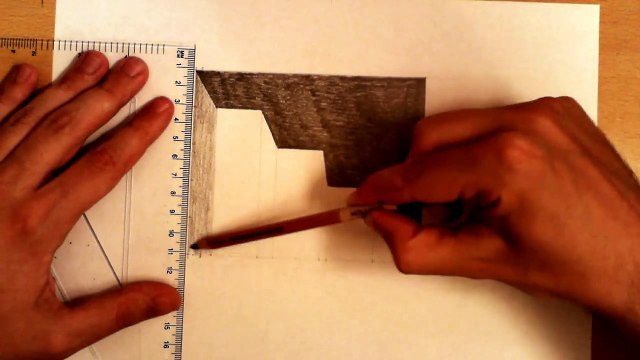 How to draw - 3d stairs to down - Anamorphic Drawing - Optical illusion