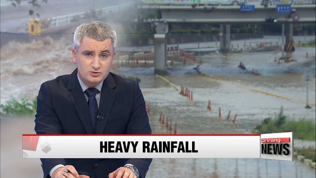 Torrential rainfall in Korea's central region causes flooding to homes and roads