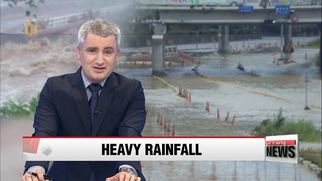 Torrential rainfall in Korea's central region causes flooding to homes and roads