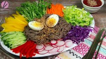 Korean Cold Noodles on a Tray, Jaengban Makguksu   Asian at Home