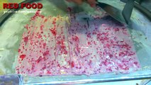 ICE CREAM ROLLS RED DARK!   Double Strawberry   Fried Thailand Ice Cream rolled