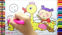 How to Drawing Baby Girl and Ducks Colorful for Kids - Coloring Pages Videos For Children
