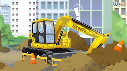 Kids Video JCB Excavator with Truck and The Crane NEW Diggers Story | World of Cars Cartoon