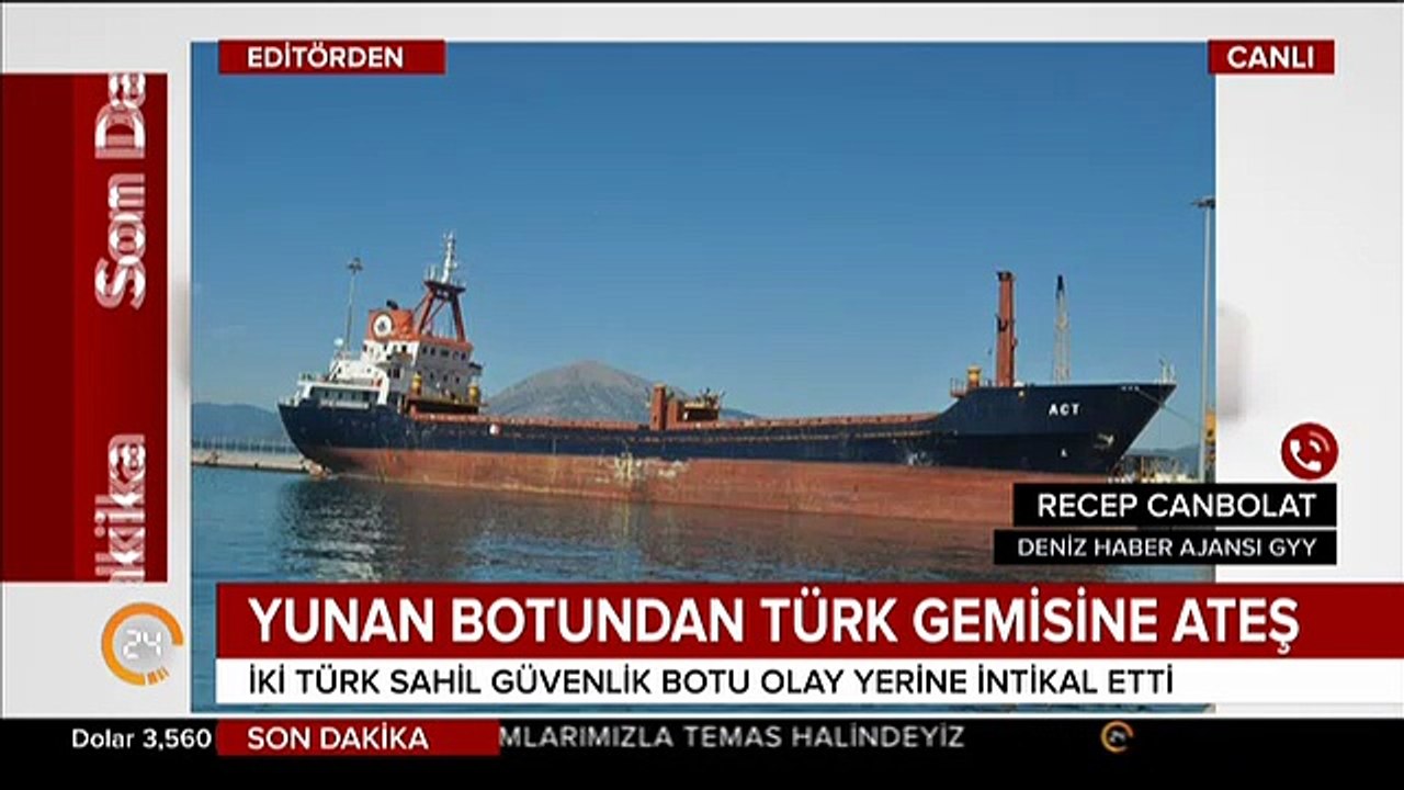 Yunan Sahil Güvenlik botu Türk gemisine ateş açtı