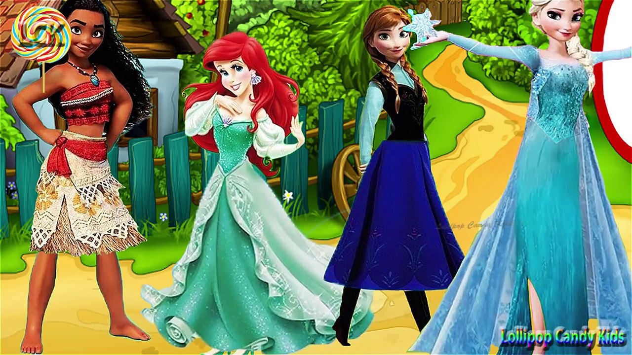 Wrong Dress Moana Frozen Elsa Princess Anna & Ariel Finger Family Song And Learn Colors for Kids