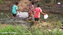Fish Fishing tips in Canal   Boys fishin' Trap in Mud Water    Fish Hunting Fishing Videos
