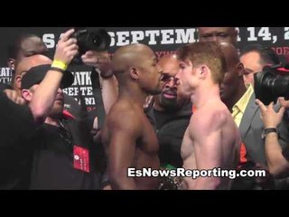 Floyd Mayweather vs. Saul "Canelo" Alvarez Weigh ins Full HD