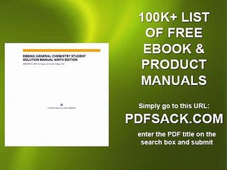 Ebbing General Chemistry Student Solution Manual Ninth Edition