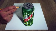 Drawing of MTN DEW Kickstart in 3D-Speed Painting baja blast
