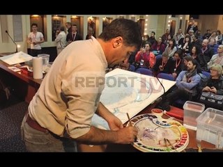 Report TV - Nis Bienalja e Akuarelit në Tiranë artisti turk pikturon Nënë Terezën