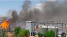 اندلاع النيران بمخيم تل سرحون للاجئين السوريين بلبنان