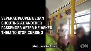 Police in the UK have arrested three people after this racist outburst on a tram