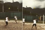 Neymar et Dani Alves, c’est très très fort au foot-volley !